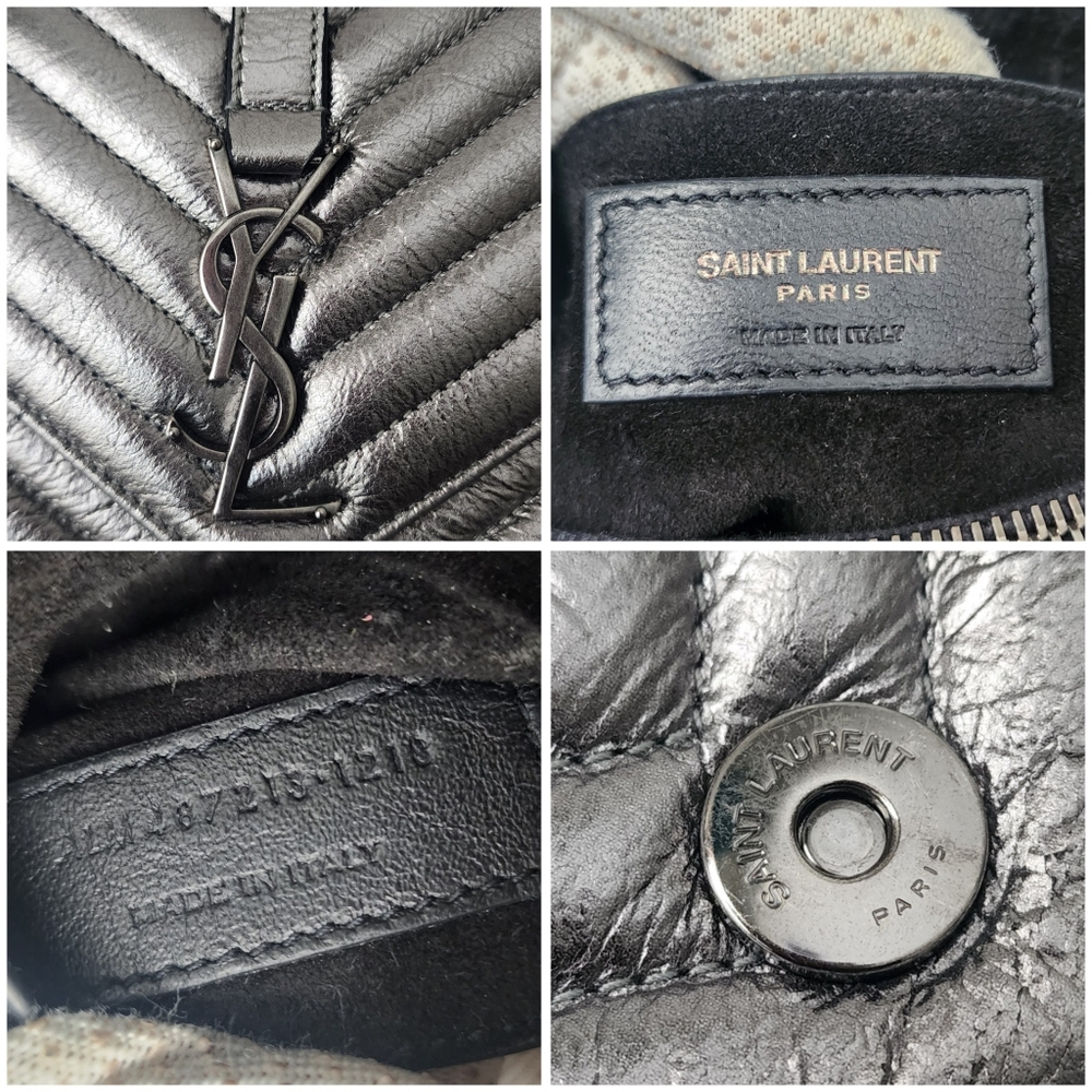 Auth YSL Saint Laurent Classic Monogram College Metallic Bag - Picture 5 of 11